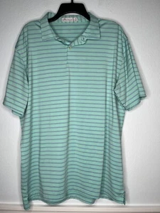 Peter Millar Polo Shirt Mens XL Tour Fit Teal Purple Stripe Golf Short Sleeve - Picture 1 of 4