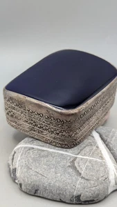Vintage Silver-Plated Trinket Box with Blue Enamel Lid – Handcrafted – Marked - Picture 1 of 17