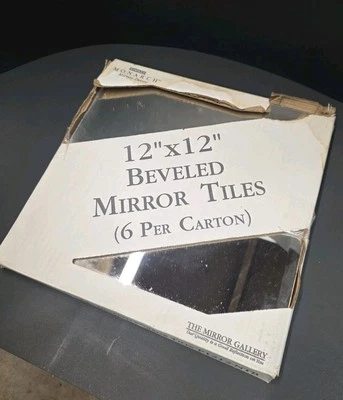 Vintage 12x12 Beveled Edge Glass Mirror Tiles Stanley Monarch Case Of 6 In Box - Image 1 of 4