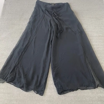 Ralph Lauren Pants Women 10 Black 100% Silk Wide Leg Overskirt  Quiet Luxury - Image 1 of 4