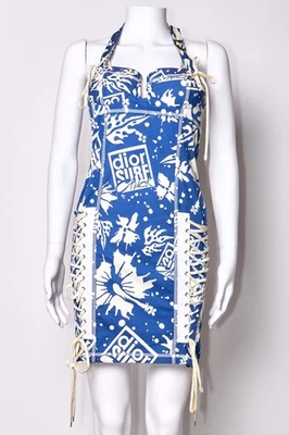 Christian Dior Spring 2004 Surf Print Bustier Halter Neck Mini Dress - Image 1 of 4