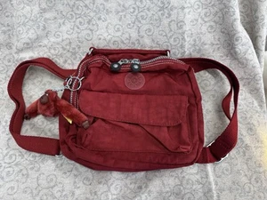 Vintage Kipling Red Mini Backpack w Gorilla Keychain - Picture 1 of 9