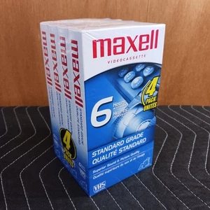 Confezione 4 nastri VHS Maxwell vuoti 6 ore GX-Silver T-120 nuovi sigillati - Foto 1 di 4