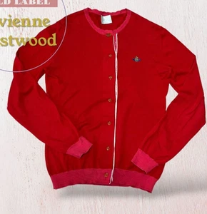 Auténtico Cárdigan Vivienne Westwood Algodón 100% Orbe Rojo Vintage Hecho... - Imagen 1 de 8