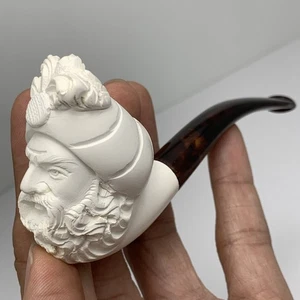 Pipa para fumar tabaco doblada artesanal de espuma de mar turca blanca Sultan - Imagen 1 de 19