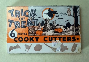 Trick Or Treat 1950s Halloween Metal Cookie Cooky Cutters Set Of 6 Vtg Complete  - Picture 1 of 2