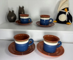 Kaffegods "Allmoge" Coffee Cup & Saucer Set of 4, Ceramic, Handcrafted Sweden - Picture 1 of 6