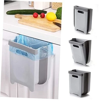 Cubo de basura plegable colgante - Cubo de basura plegable montado en la pared de 9L para gris Foto 1 de 4