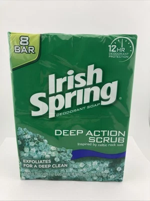 Irish Spring Deep Action Scrub Bar Soap 8 Bars Exfoliates Deodorant Soap  - Image 1 of 4