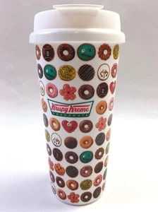 KRISPY KREME USA TRAVEL DRINK / COFFEE CUP WITH LID 16CM. WHIRLEY DRINK WORKS - Picture 1 of 8