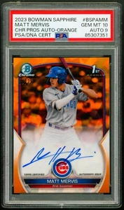 MATT MERVIS 2023 Bowman Chrome Sapphire ORANGE Refractor RC Auto /25 PSA 10 Gem - Picture 1 of 2