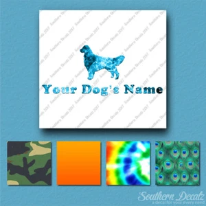 Custom Golden Retriever Dog Name Decal Sticker - 25 Printed Fills - 6 Fonts - Picture 1 of 17