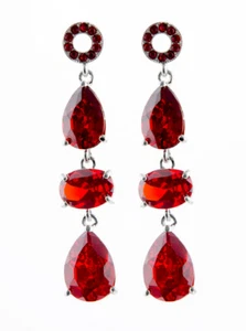 💖🌟Helen's Heart 5923 Lt Siam Swarovski Crystal Drop Earrings🌟💖 - Picture 1 of 1
