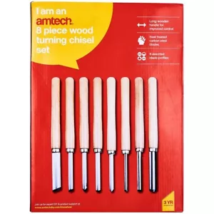 Juego de cinceles para torneado de madera Amtech de 8 piezas | Herramientas profesionales para torno y carpintero - Imagen 1 de 3