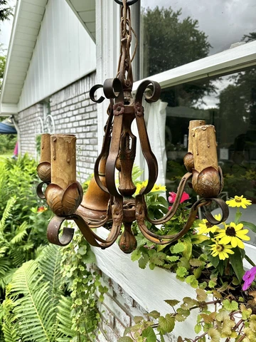 ANTIQUE ART DECO CAST METAL 5 Socket CHANDELIER CEILING LIGHT FIXTURE Cover