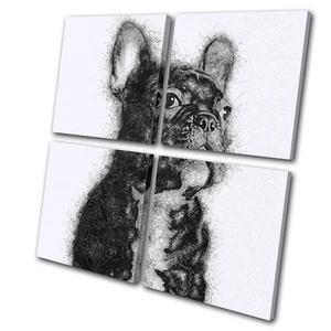 Animals French Bulldog Sketch Modern CANVAS WALL ART Picture Print VA - Picture 1 of 1