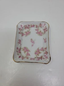 Bridal Rose Schumann Arzberg Ashtray Soap Jewelry Dish Pink Roses With Gold Trim - Picture 1 of 2