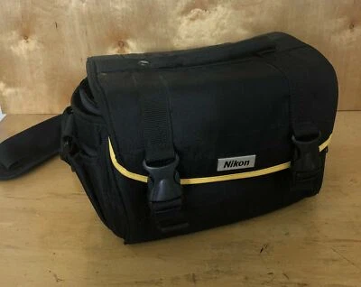 Nikon Canvas Camera Bag with Buckle Padded Shoulder Strap Black 10” X 7” X 6” - Image 1 of 4