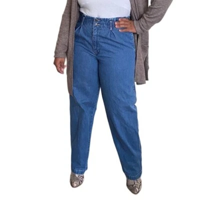 Pantalón Liz Wear Talla 10 Vintage Años 80 Alto Denim Mamá Suelto Pierna Recta Foto 1 de 4