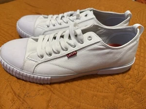 Zapatillas deportivas informales de lona blanca con cordones Levi's para hombre talla 11 NUEVAS - Imagen 1 de 6