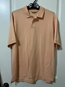 Polo Shirt Men's Size Large Roundtree & Yorke Gold label Peach Short Sleeve - Picture 1 of 3