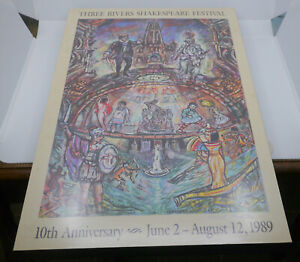 1989 THREE RIVERS SHAKESPEARE FEST POSTER, SIGNED, FRAMED, PITTSBURGH, QUALTERS