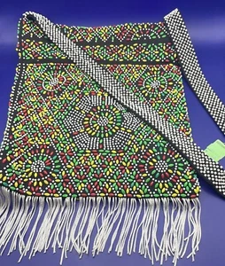 Vintage MOD Beaded Retro Candy Dot Purse With Fringe W/tag Knott’s Berry Farm - Picture 1 of 9