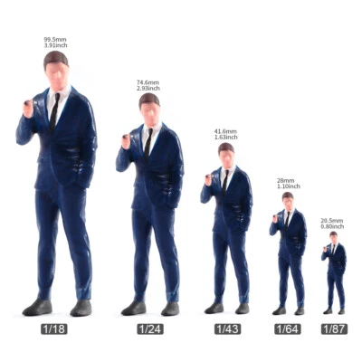 1/18 1/24 1/43 1/64 1/87 Blue Suit Smoking Cigar Man Miniature Model Prop - Image 1 of 4