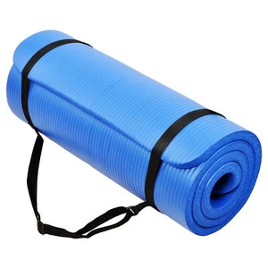 Signature Fitness 1" Extra Thick Exercise Fitness Yoga Mat w/ Carry Strap, Blue - Picture 1 of 6