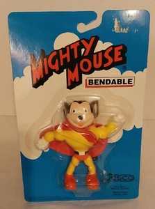 Mighty Mouse Terrytoons Mint Bendy on card China 1990 nice bendy & cape Jesco - Picture 1 of 2