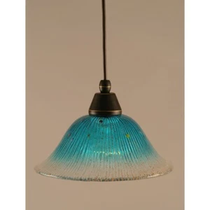 Toltec Lighting Cord Mini Pendant, 10' Teal Crystal Glass - 22-DG-438 - Picture 1 of 1