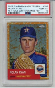 2022 TOPPS CHROME PLAT ANNIV TOILE WHITE ORANGE REF NOLAN RYAN /25 PSA 10 POP 1 - Picture 1 of 2