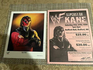 WWF 1998 Signed Kane Promo P-430 With Event Flyer 