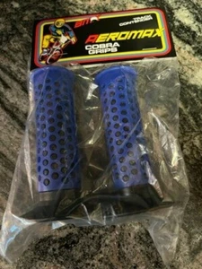OLD SCHOOL COBRA F1 BMX BIKE GRIPS BLUE BLACK VINTAGE OAKLEY DECAL FUAN SHAPE - Picture 1 of 9