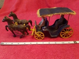 Original Vintage Stanley Spielzeug Gusseisen Pferd gezeichnet Surrey Buggy 1940er USA - Bild 1 von 22