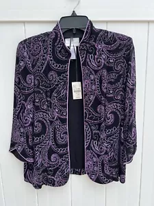 NWT Drapers and Damons Evening Formal Jacket Black & Violet Shimmery Petite Med - Picture 1 of 4