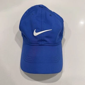 Nike Golf Hat Strap Back Adjustable Blue Athletic Hat Men’s White Swoosh - Picture 1 of 10