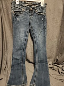 Amethyst Women's Straight Leg Bootcut Denim Jeans Size 5 Blue Jeans Size 27x31 - Picture 1 of 11