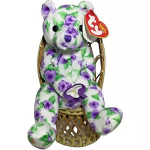 Ty Beanie Baby 2003 Orso in pensione corsetto fiori viola 7” NUOVO come nuovo ETICHETTE - Foto 1 di 10