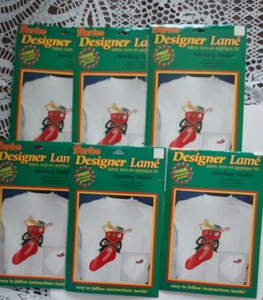 Lot of  6 Darice Designer Lamé Fabric Iron-On Applique Kit Stocking 1118-68 - Picture 1 of 3