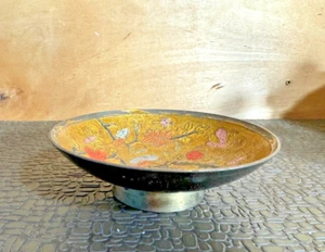 Brass Oriental Hand Painted Round Trinket Box - Picture 1 of 4