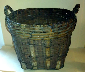 Antique 19th C. Primitive Large Hand-Woven, 2-Handles Peach Basket ~ Gaffney SC - Picture 1 of 10