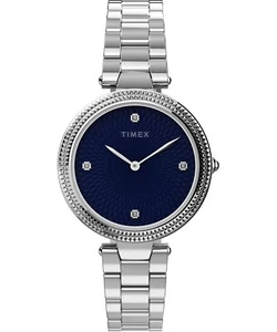 OROLOGIO DONNA TIMEX CITY NUOVO QUADRANTE BLU BRACCIALE ACCIAIO INOX - Foto 1 di 5