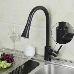 Schwarz mit weißem Spot Küchenspüle ausziehbar schwenkbar Mischbatterie Einlocharmaturen - Bild 1 von 12