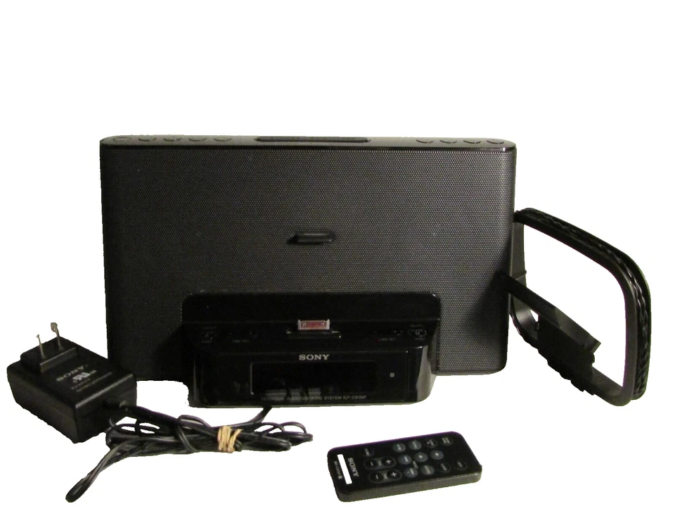 Sony Black iPhone Clock Radio Speaker Dock Dream Machine ICF-CS15iP - Image 1 of 4