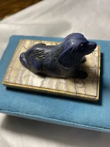 Lapis Lazuli Dog Sculpture, Chinese Antique Carving, Collectible Art Piece - Picture 1 of 20