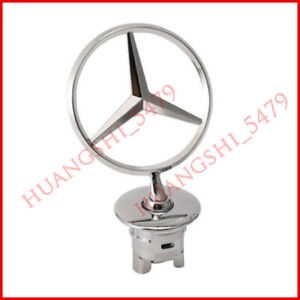 For Mercedes Benz Chrome Front Hood Ornament Star Mounted Emblem C E S AMG
