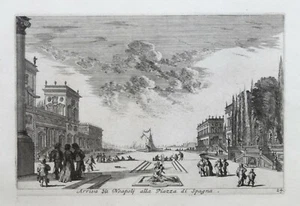 Melchior KUSELL d'après BAUR, arrivée à Naples, place Espagne, gravure XVIIe - Imagen 1 de 2