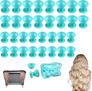 Juego de herramientas de peinado rizador de pelo de silicona de 40 piezas sin clip rodillos de pelo kit hágalo usted mismo sin calor - Imagen 1 de 11
