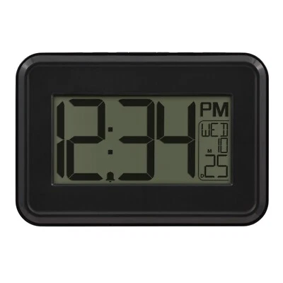 W72258 La Crosse Technology Digital Wall Clock with Calendar - Black - Image 1 of 4